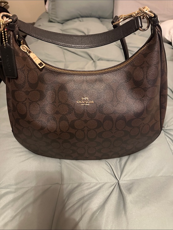 Coach Handbags - Coach Dark Brown Signature Hobo with Gold Accent